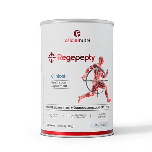 REGEPEPTY SEM SABOR 300g 30 Doses OficialNutri Suplemento Pele Zero Açucar Peptídeos Bioativos Colágeno Fácil Dissolver.