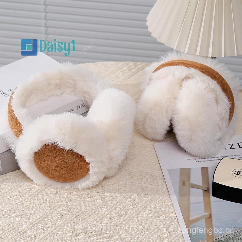   Protetores de Orelha Daisy1 de Inverno Quentes Melad Marrom Pelúcia Feminina Dobráveis Macios e Grossos