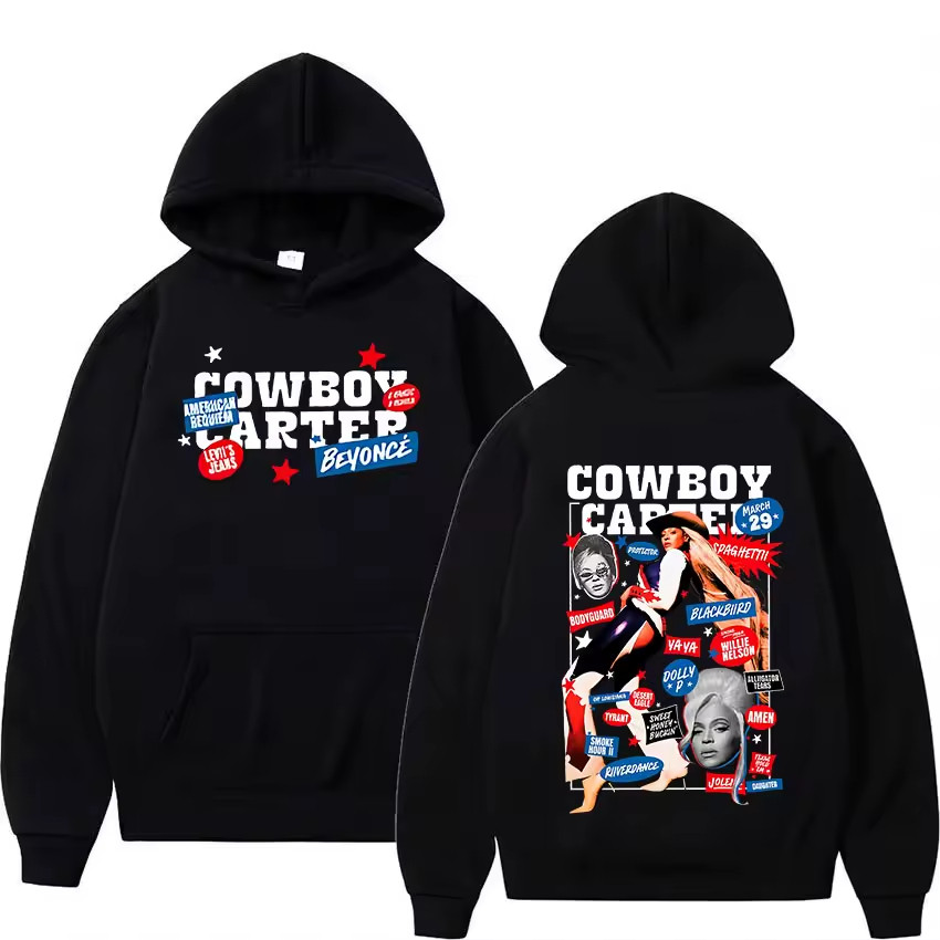 Moletom Canguru Blusa de Frio Beyonce Cowboy Carter Rodeo Aesthetic World Tour Unissex