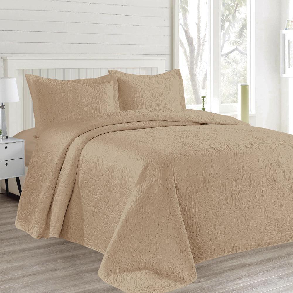 Kit Colcha Queen com 3 Peças Organic Cazza Bege em Oferta na Shopee