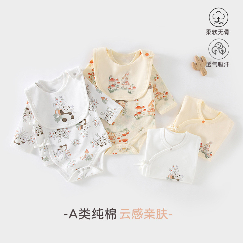 Roupas de bebê Roupas de bebê de algodão puro Classe a Primavera Outono Estilo Roupas de bebê de manga comprida Macacão 