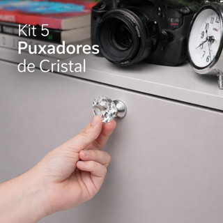 Kit 5 Puxadores de Cristal 40mm Tipo Diamante – Ideal Para Gavetas e Portas em Oferta na Shopee