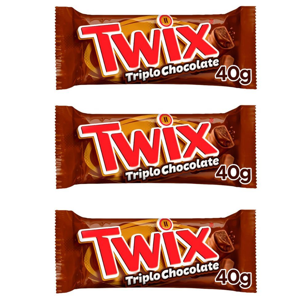 Kit 3 Chocolate Twix Triplo Chocolate 40g em Oferta na Shopee