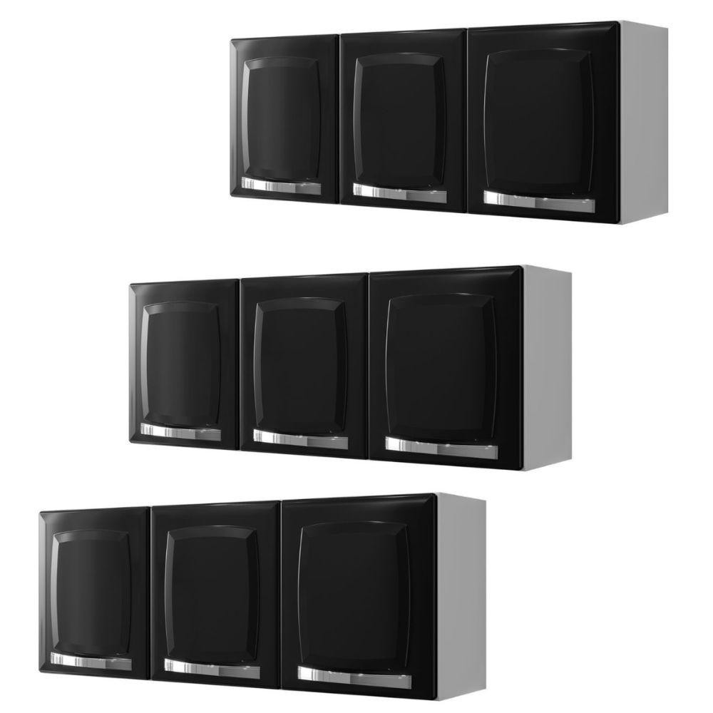 Conjunto 3 Armários de Cozinha Aéreos Itatiaia Aço 3 Portas Rose Pretoo em Oferta na Shopee