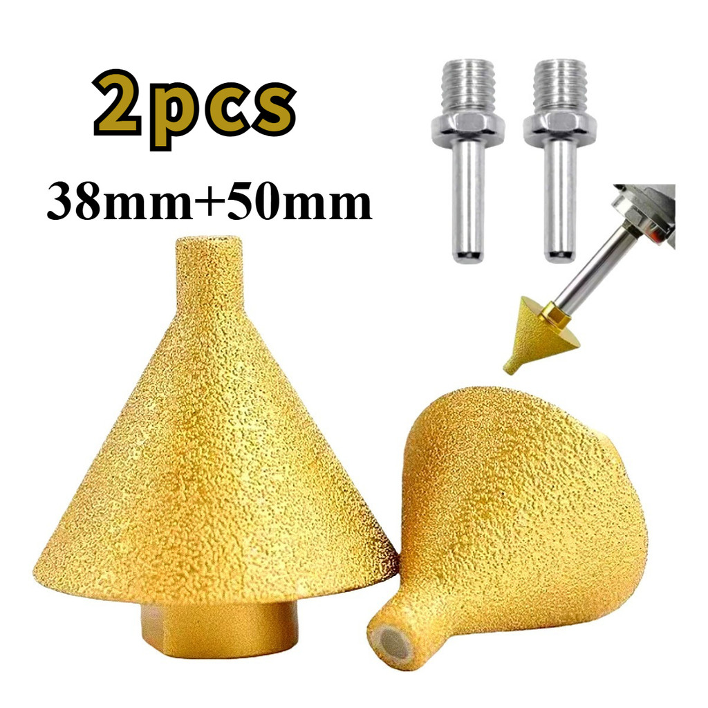 2pcs Broca Cônica Diamantada Rosca M14/M10 Serra Copo 38mm+50mm