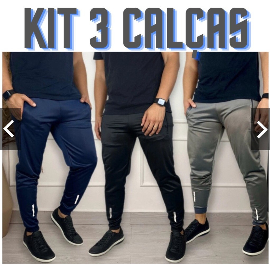 Kit 3 Calças Esportiva Masculinas Dry Fit Academia Treino Atividade Físicas Corrida Estilo Jogger