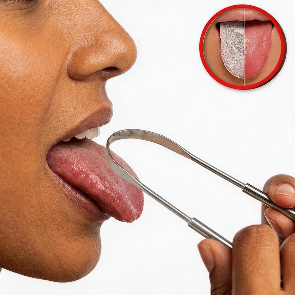 Limpador Raspador de Língua em Aço Inox para Higiene Bucal Elimina o mau hálito – 3 Opções Disponíveis