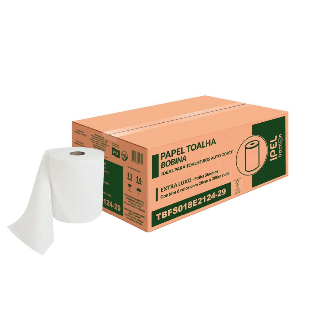 Papel Toalha Bobina Traction IP24 6x200m Ipel