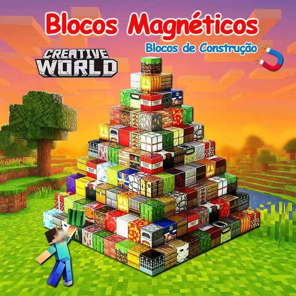 Blocos Magnéticos 100/200 Peças- Jogo de Montagem Educativo STEM, Brinquedo Construção DIY,Presente para Crianças Pronto