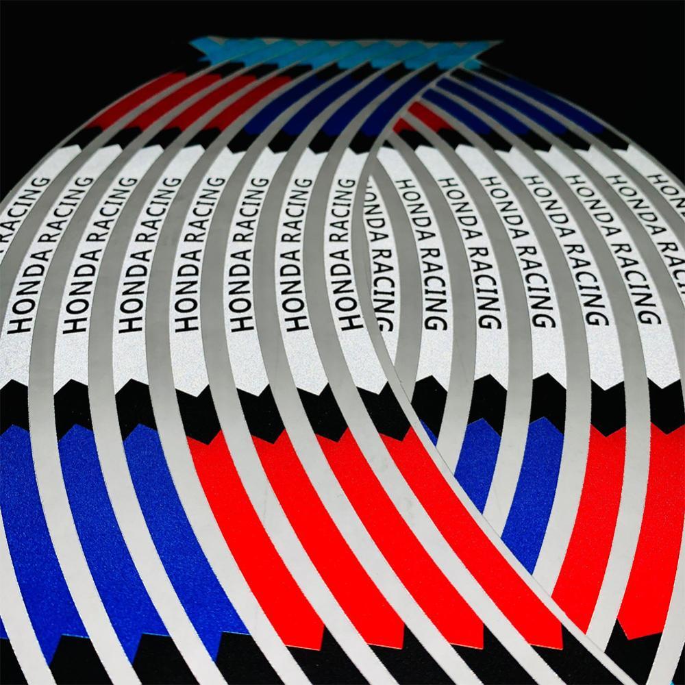 TKEY 16 Pçs Adesivo De Roda De Motocicleta Fita Reflexiva De Aro Para Corrida Moto 17 " 18 " Carro Acessório G2X8