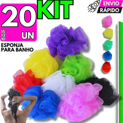 Kit Bucha Banho Premium Esponja Qualidade Cores Relaxante Nylon Com Cordinha Sortidas Durável