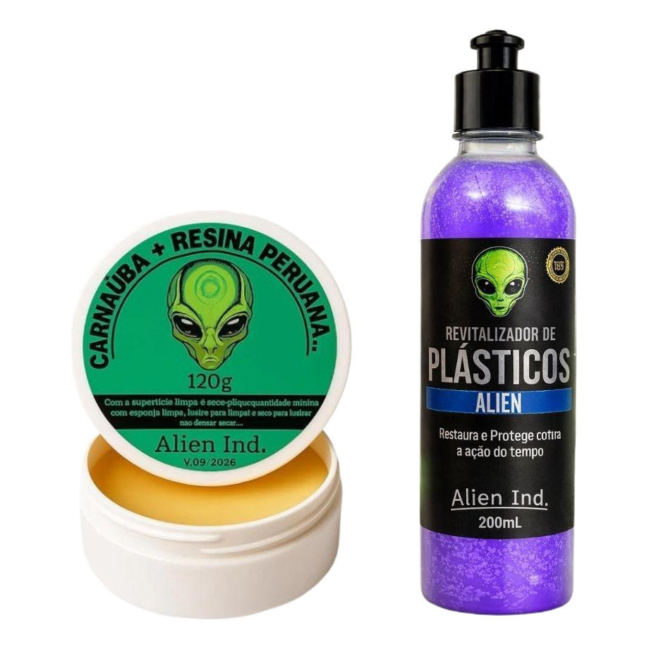 Cera Polidora Alien Tira Riscos Pintura Queimada + Revitalizador Plásticos Interno e Externo