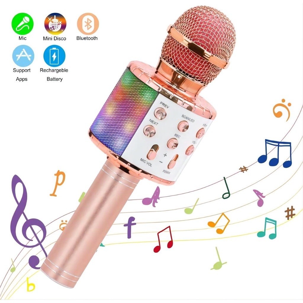 Microfone Ws 858 Karaokê Bluetooth Efeito Voz Modo Gravação Função Selfie