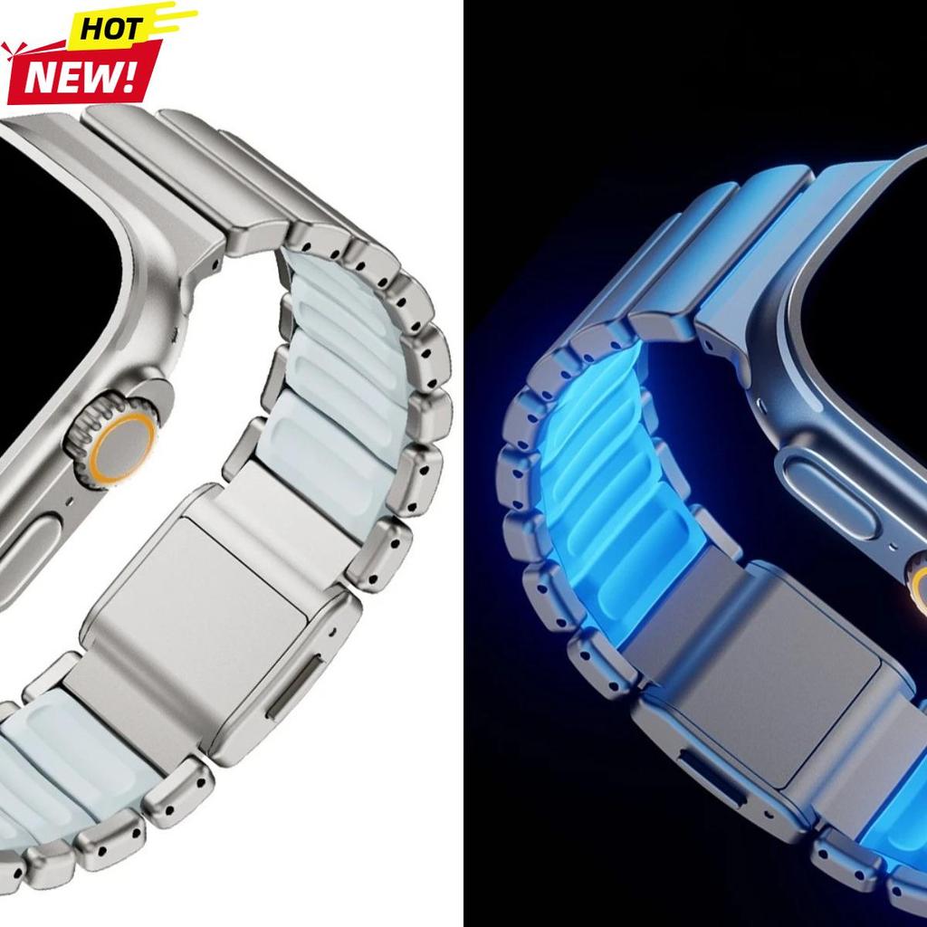 Pulseira Magnética De Silicone De Titânio Compatível Com Apple Watch Ultra 3 2 S