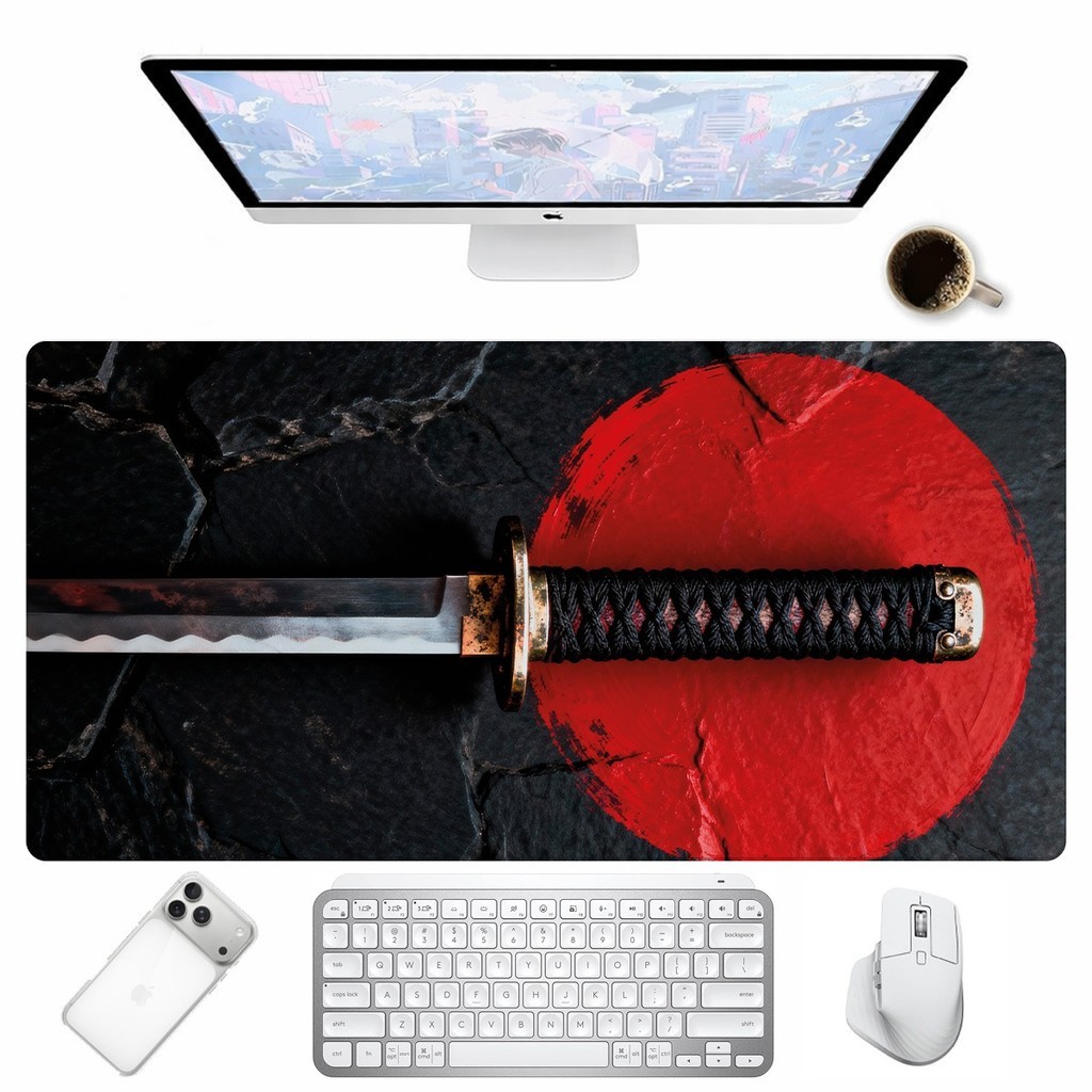 Mousepad Gamer Para Teclado Com Estampa Espada Katana Samurai Acessório Tamanhos Diversos