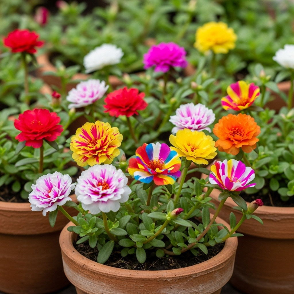 Rara 200 sementes de portulaca (onze-horas) com flores multicoloridas tipo arco-íris Envio Rápido Pronta Entrega semente