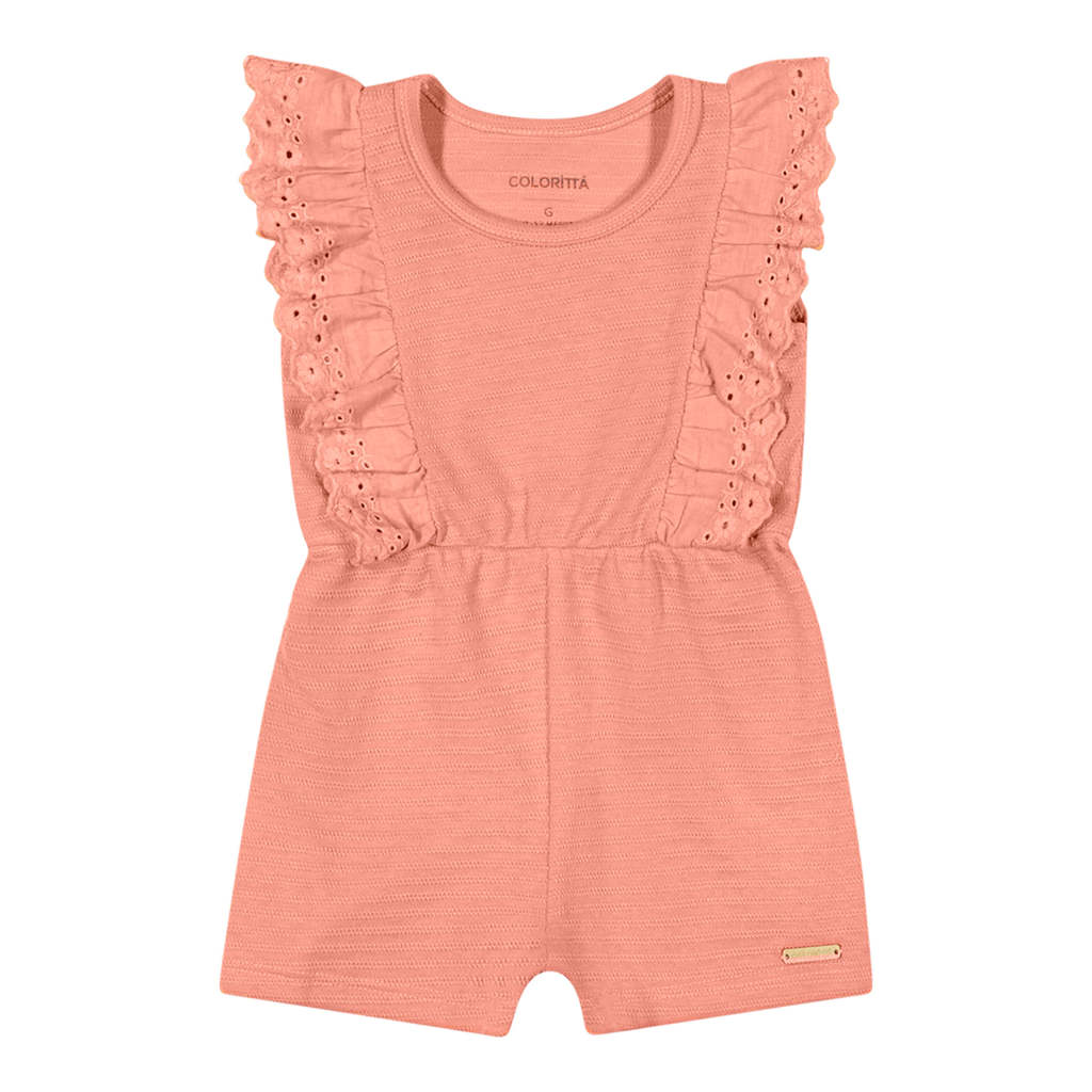 Macaquinho Bebê Menina Com Babados Colorittá Laranja em Oferta na Shopee