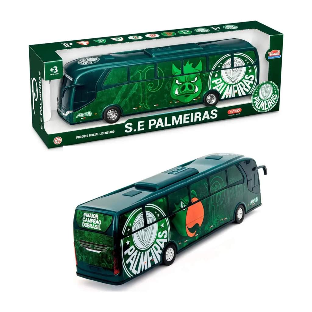 Brinquedo Ônibus Miniatura Palmeiras Réplica Verdão Usual Brinquedos - 701