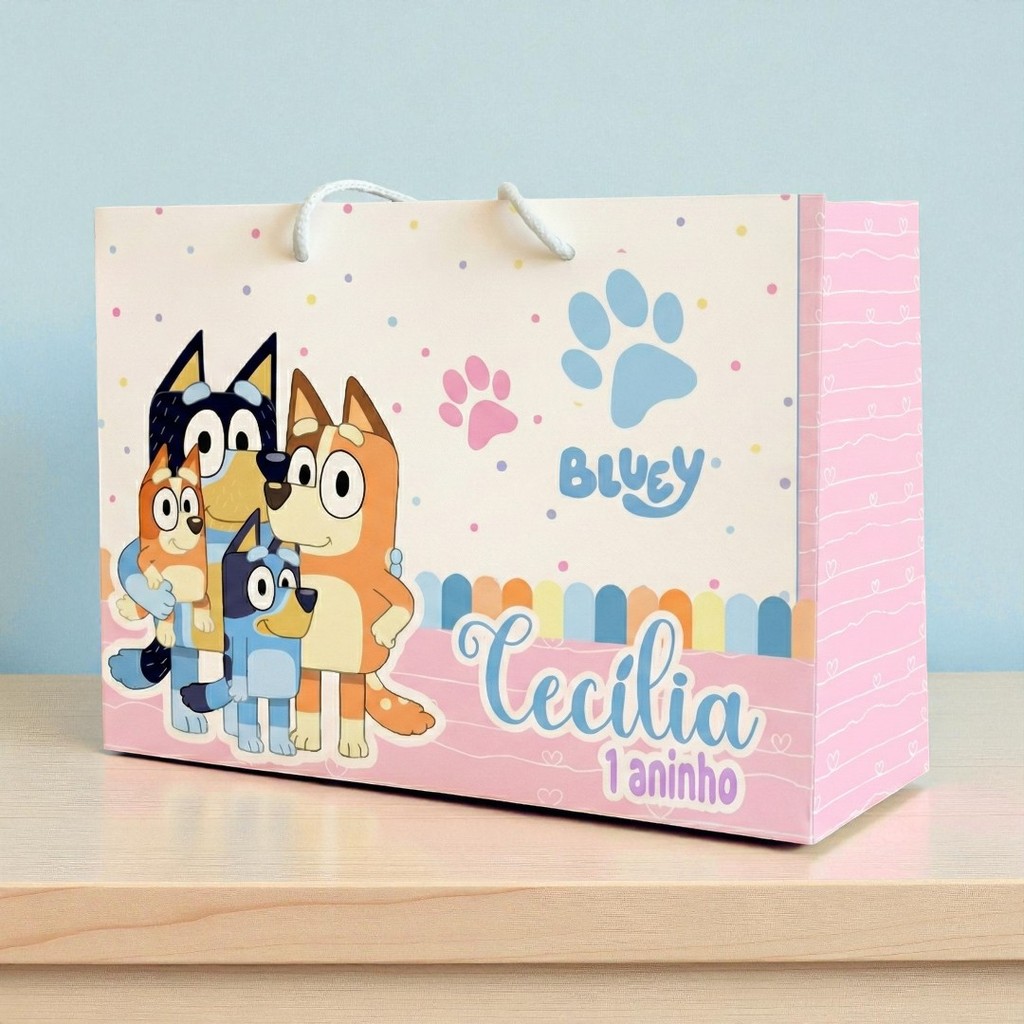 SACOLINHA BLUEY ROSA MENINA  Personalizado | Sacolinha | Lembrancinha | Mimos | Aniversário PRINCESAS CUTE