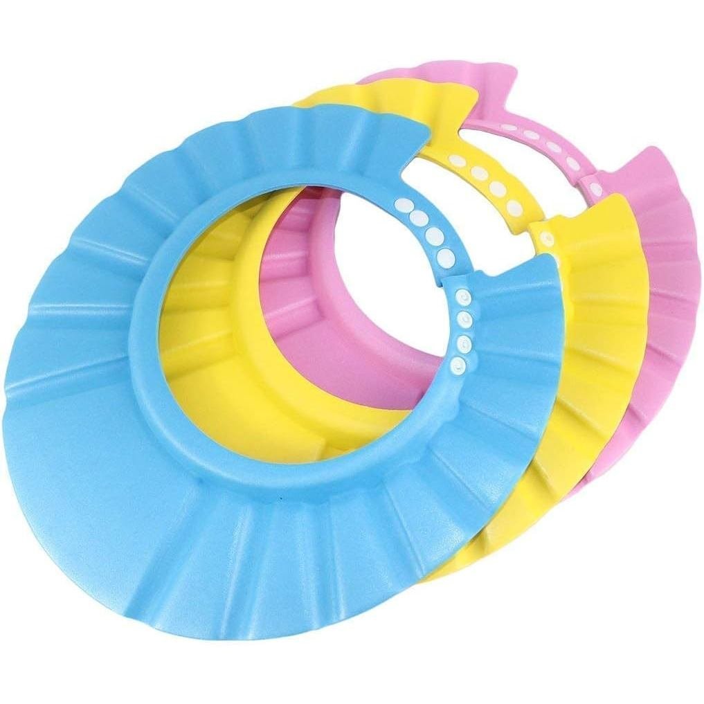 Touca de Banho para Bebê, 3 Peças de Touca de Banho Ajustável com Proteção para as Orelhas, Touca de Silicone para Banho