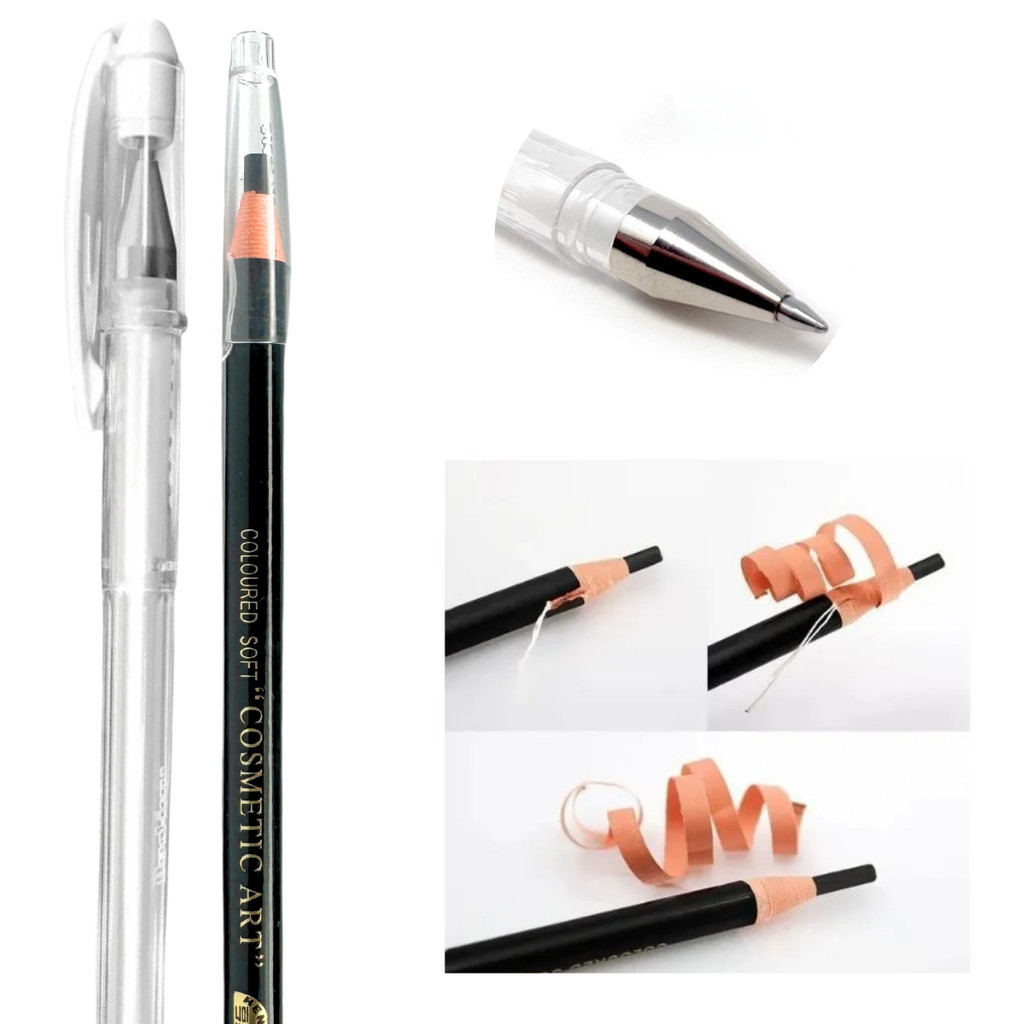 Lápis Dermatográfico + Caneta Gel Branca Kit Design de Sobrancelhas em Oferta na Shopee