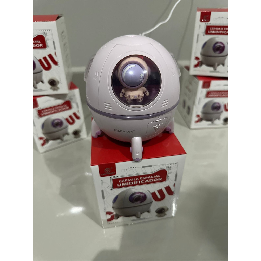 Umidificador Cápsula Espacial Portátil Com Luz Led