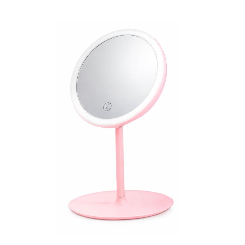 Espelho de Mesa com Led Touch USB e Base Porta Bijoux 18X31X18 Cm
