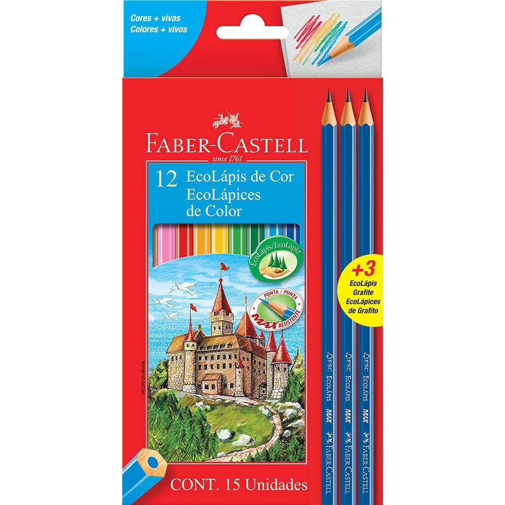 Lápis de cor 12 cores 120112+3GR Faber-Castell