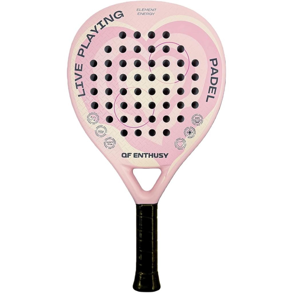 Raquete de Padel, Raquete de Padel com Superfície de Fibra de Carbono, Leve, Ideal para Treinos/Jogos