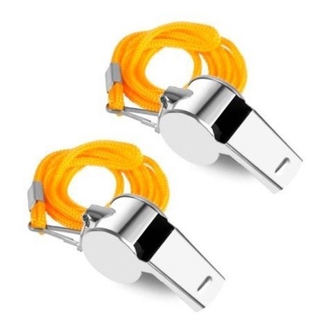 Kit 2 Apitos Profissionais de Metal com Cordão | Apito Esportivo Forte para Árbitro Futebol Treino em Oferta na Shopee