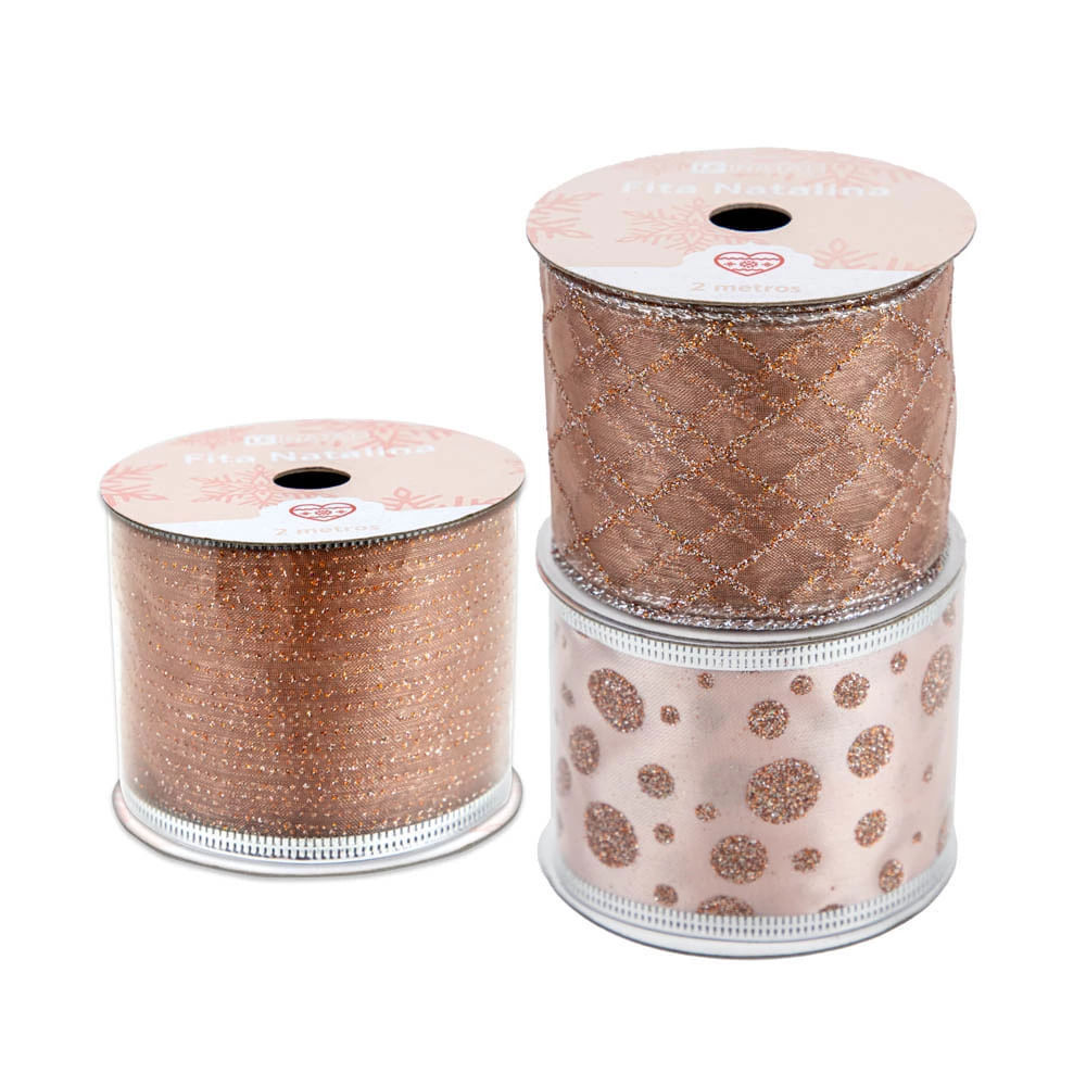 Fita de Natal Le Rosé Gold 6cmx2m - Item Sortido em Oferta na Shopee