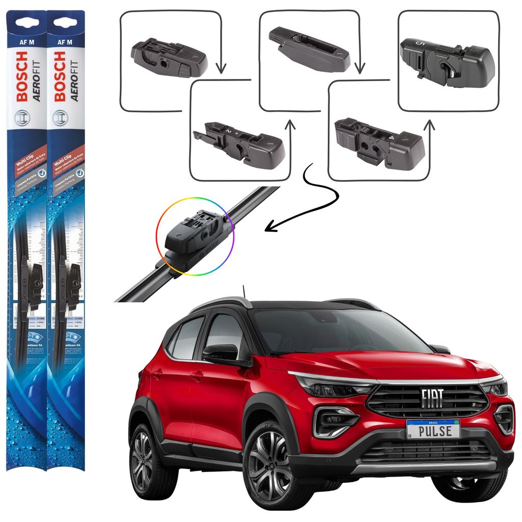 PAR PALHETAS BOSCH LIMPADOR PARABRISA DIANTEIRO CHUVA FIAT PULSE 2021 2022 2023 2024