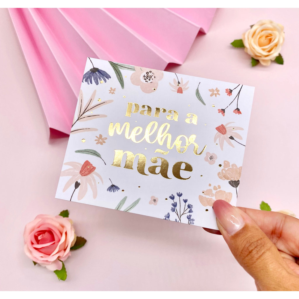 Postal Hot Stamping Dourado "Melhor Mãe" - Coleção Dia das Mães