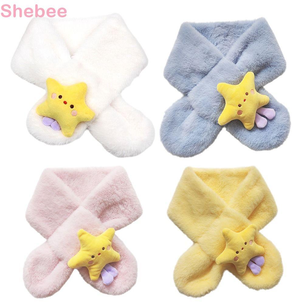 LUCKY-SHEBEE Lenço De Inverno Infantil , Grosso E Quente Com Gola Cruzada De Estrela De Desenho Animado , Lenços De Xale
