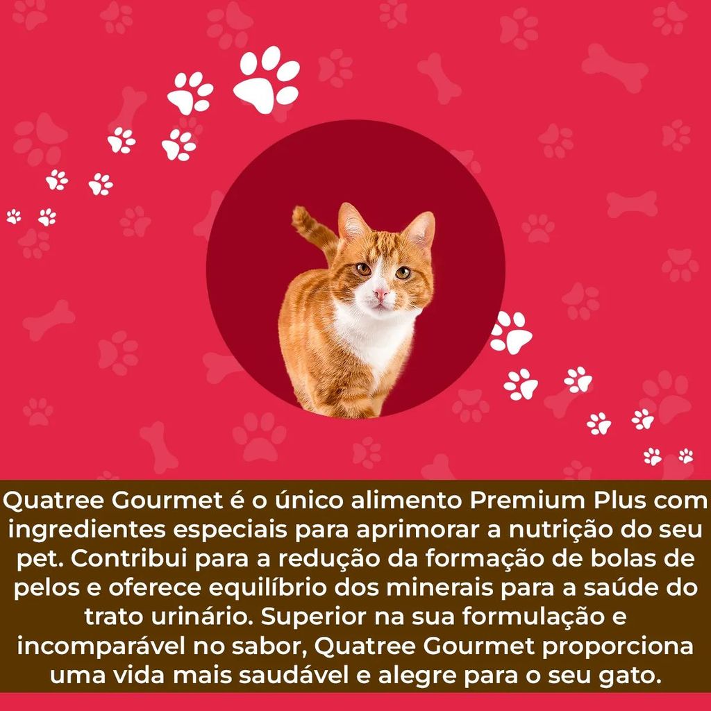 Ração Quatree Gourmet Gatos Adultos Sabor Carne 10kg — imagem 2 de 2