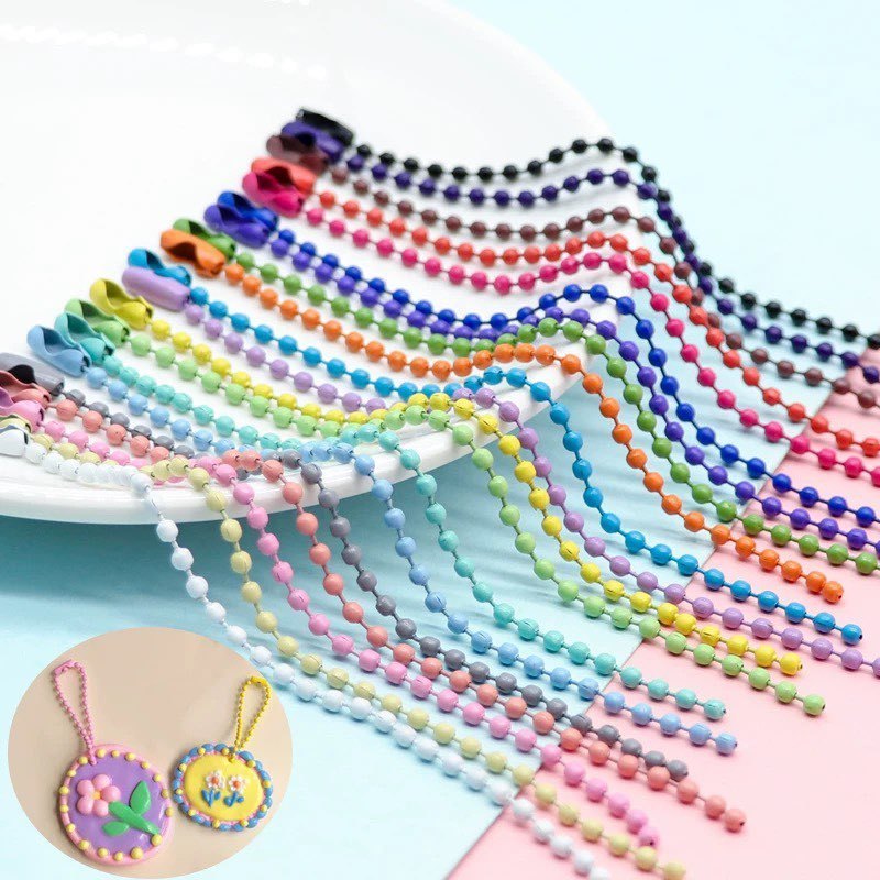 70-300pcs  Corrente De Bolinha Com Canoa 10cm Tag Chaveiro Colorido