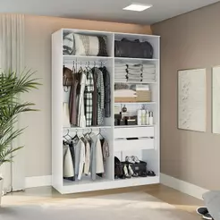 Guarda-Roupa Sem Portas 2 Gvts Kappesberg Adapt Branco 158cm