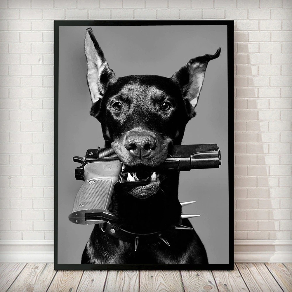 Quadro decorativo doberman moda cachorro sala quarto