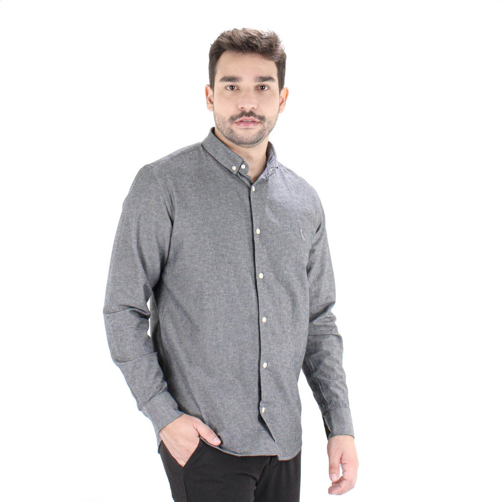 Camisa Social Reserva Ml Oxford Color Preto - Masculino