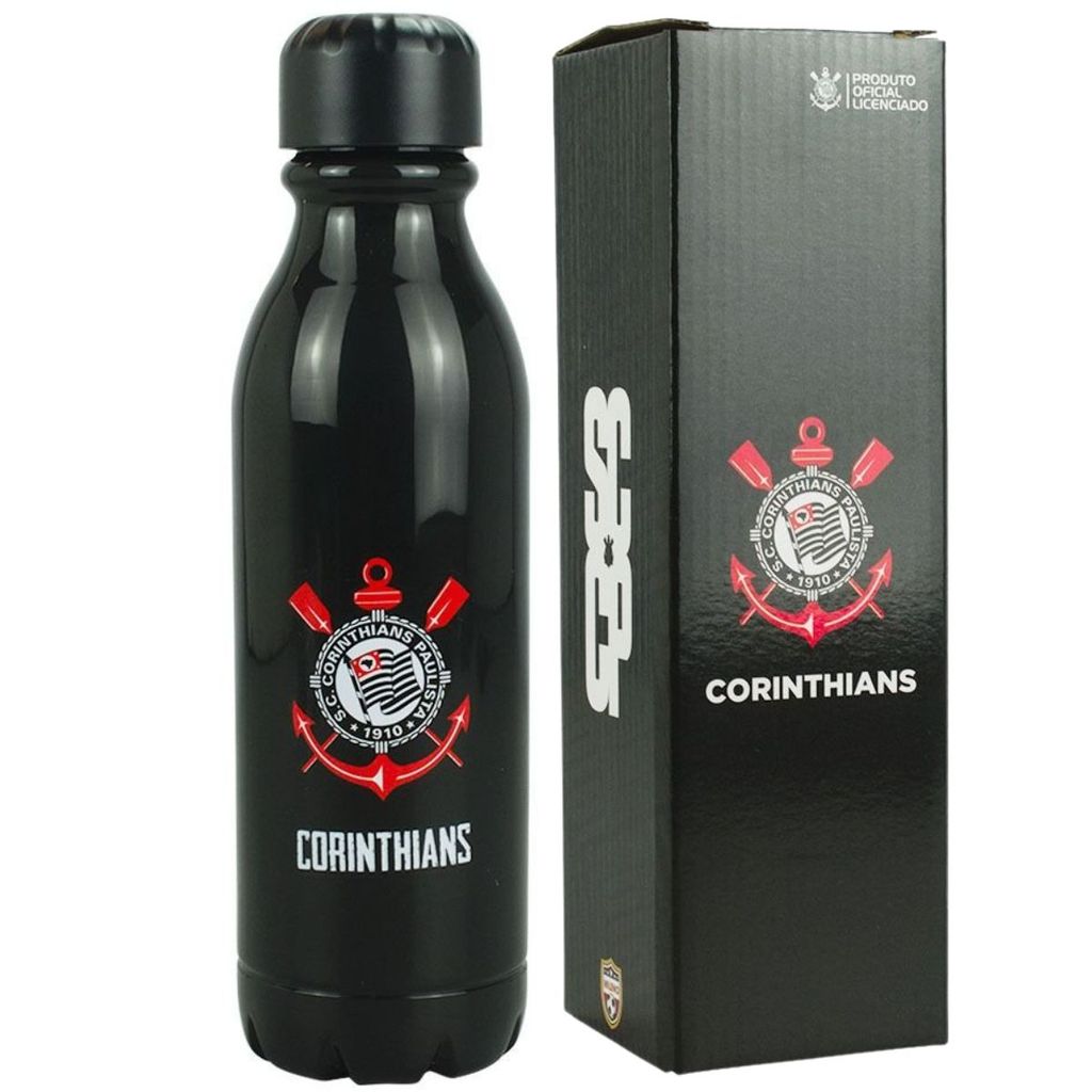 Garrafa Plástico Tampa Rosqueável 600ml - Corinthians