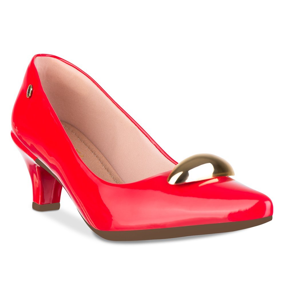 Scarpin Feminino Salto Fino elegante e prático Verniz Metal