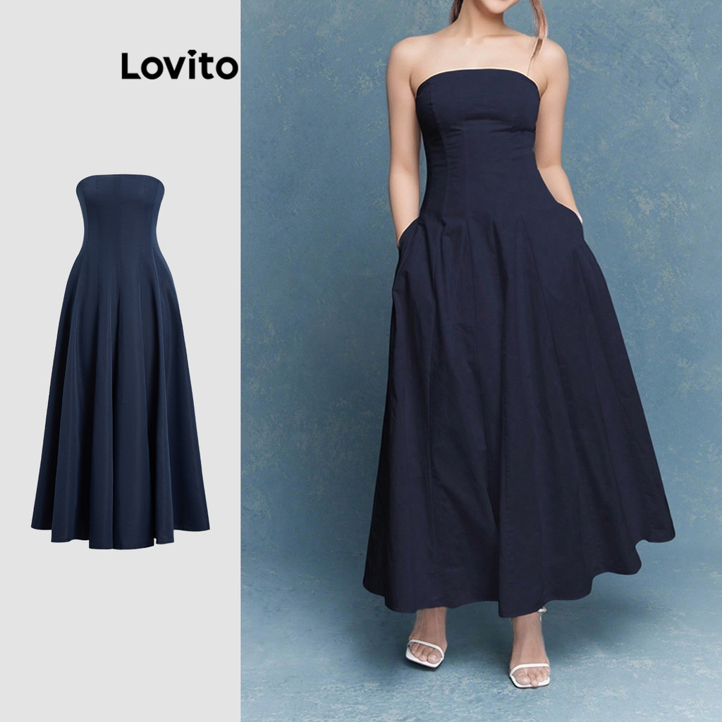 Lovito Vestido Elegante Com Estrutura Simples E Linha De Verão Para Mulheres L112ED482