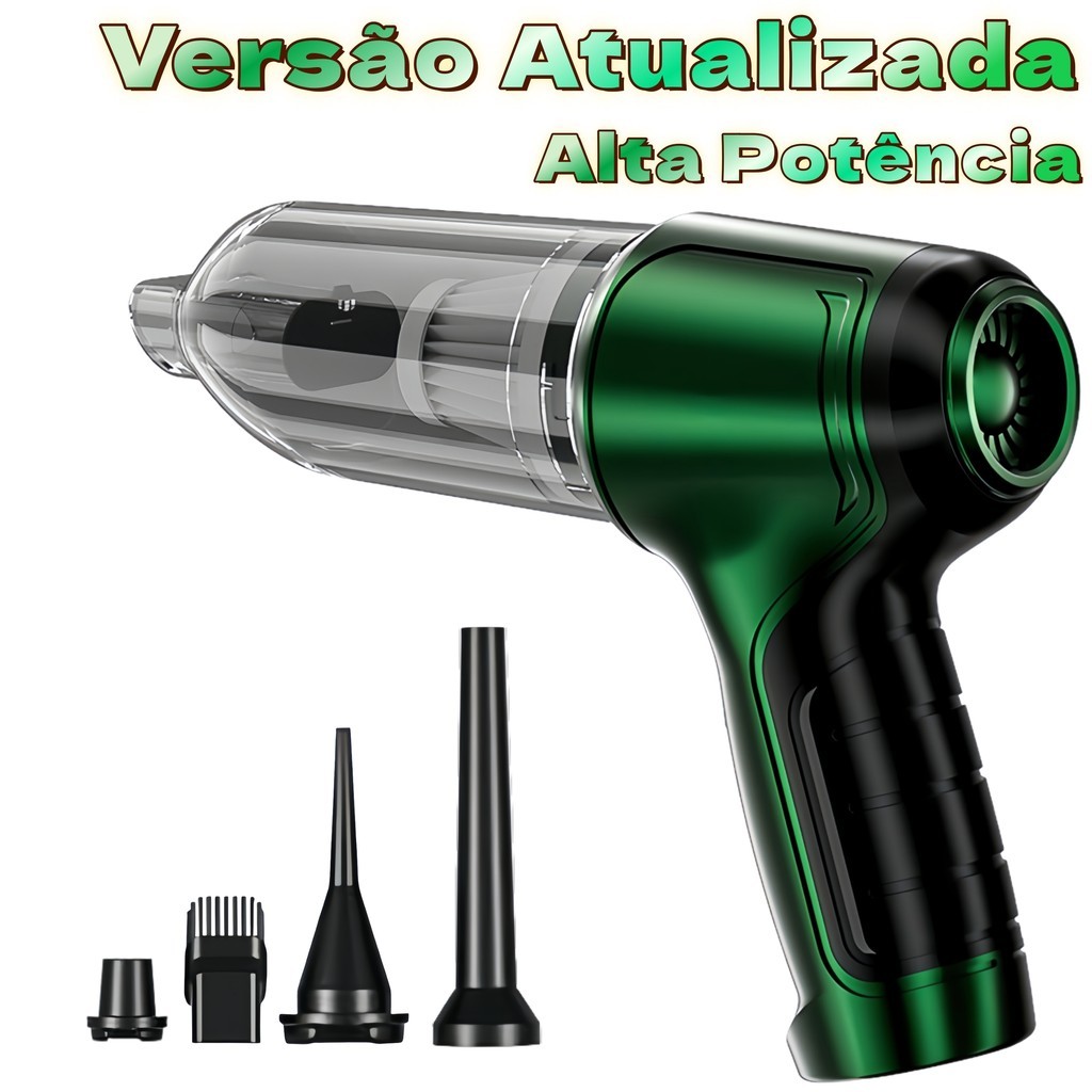 Aspirador e soprador de pó sem fio portátil de alta potência, 5 em 1, para automotivo/carro e casa