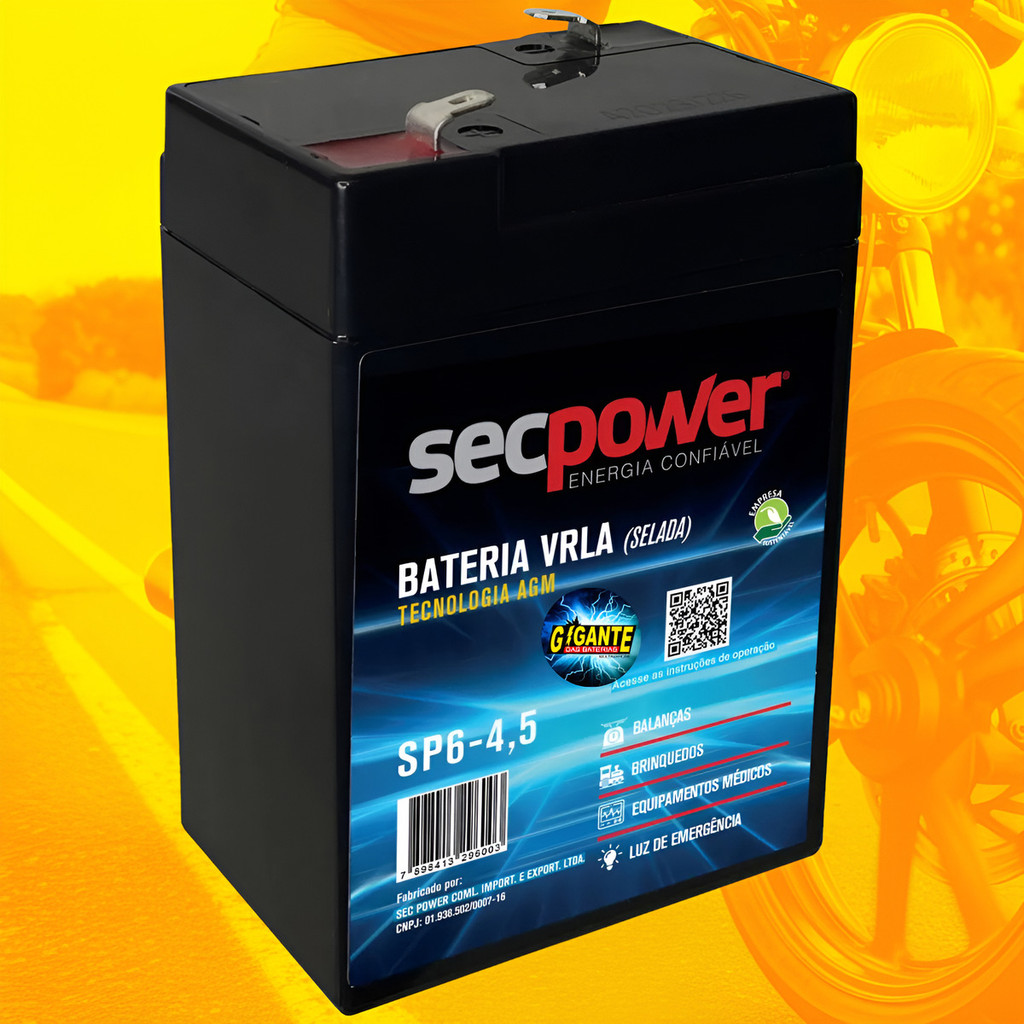 Bateria 6v 4,5ah Brinquedo Moto Eletrica Bandeirante Balança Relógio de Ponto