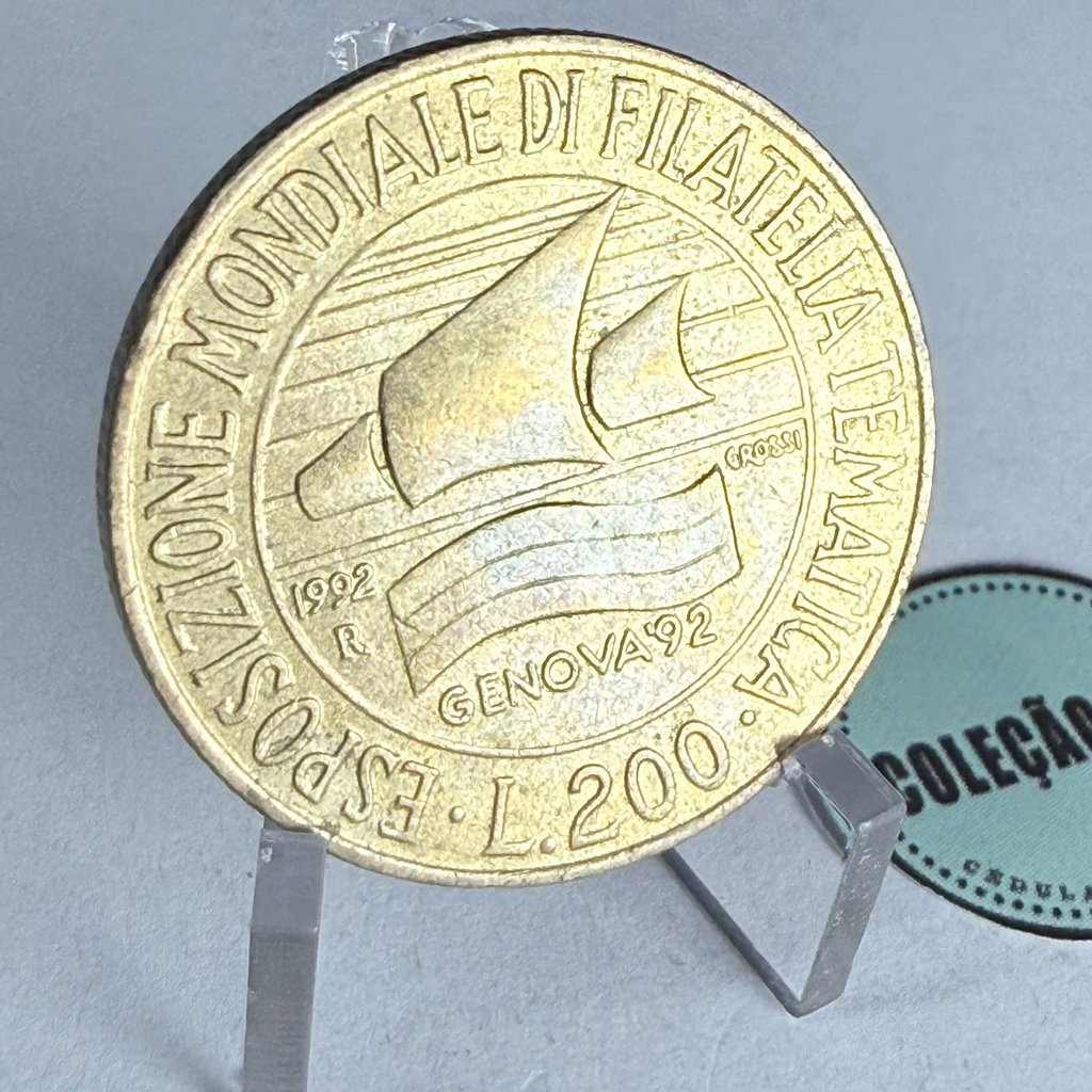 200 Liras da Itália Genova 1992 Filatelia Estrangeira Comemorativa