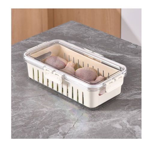 Cesto Organizador Geladeira 6x32x9cm Com Tampa Multiuso Armazenar Alimentos Verduras Vegetais