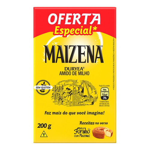 Farinha Amido De Milho Maizena Duryea De Amido Milho Sem Glúten 200 G