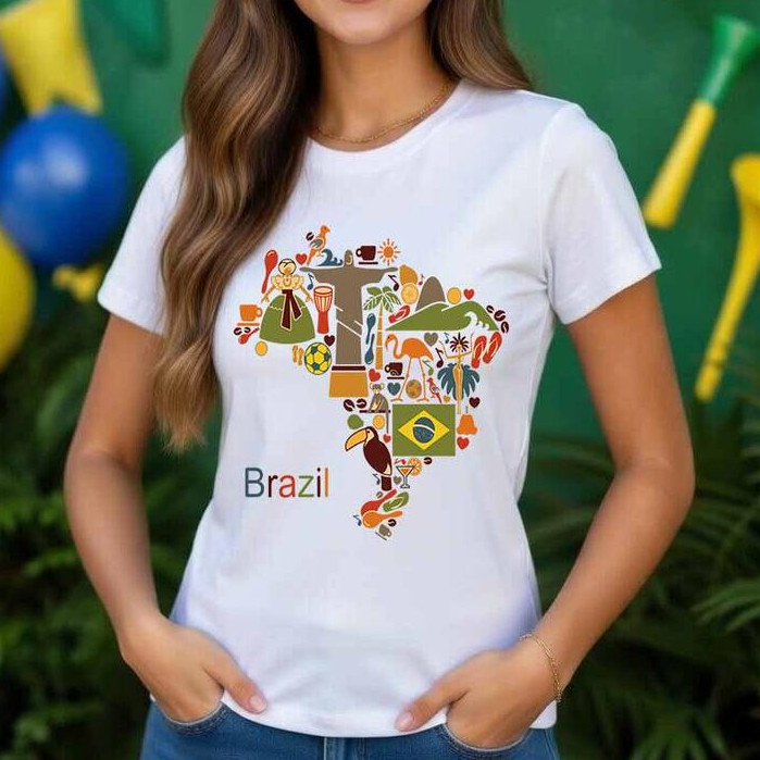 Camiseta Basica Unissex Brasil Time De Futebol Seleção Brasileira Copa Do Mundo Camisa