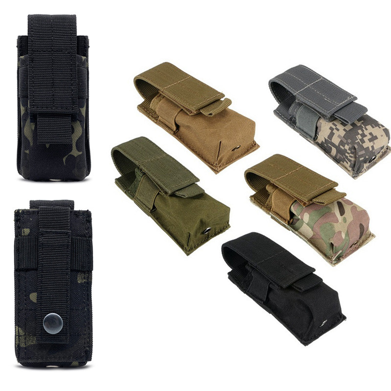Ao ar livre multifuncional tático lanterna saco mão Q clipe saco M5 lanterna saco única ferramenta EDC Molle acessório s