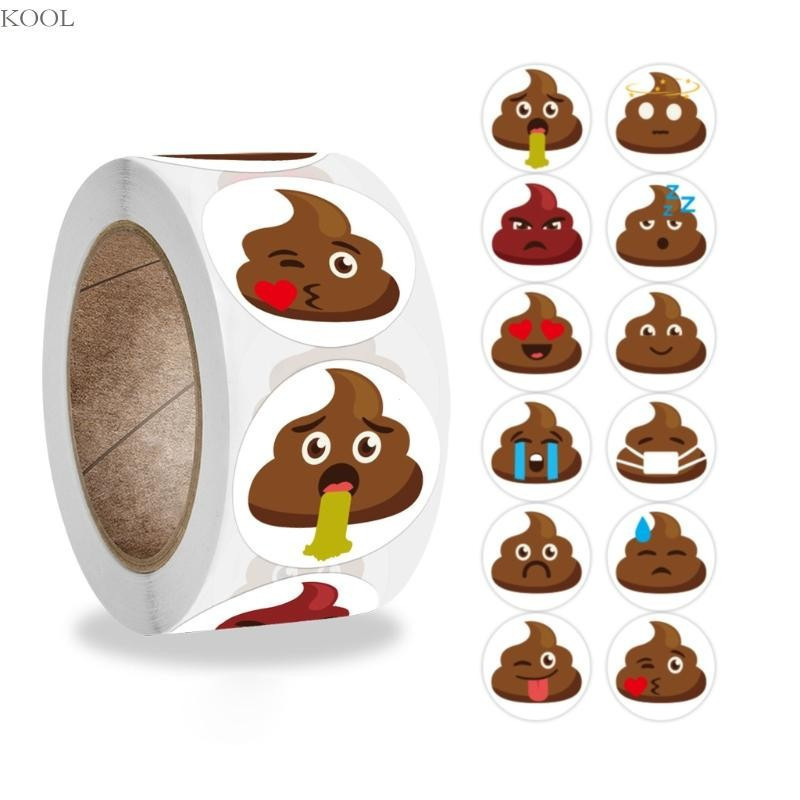 KOOL Rolo 500 Peças Adesivos Cocô Adequados Para Garrafa Livro Bloco Notas Calendário Dia Da